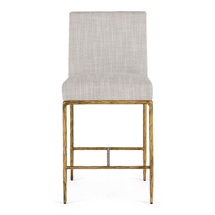 Beasley - Modern Off-White Linen + Brass Counter Chair