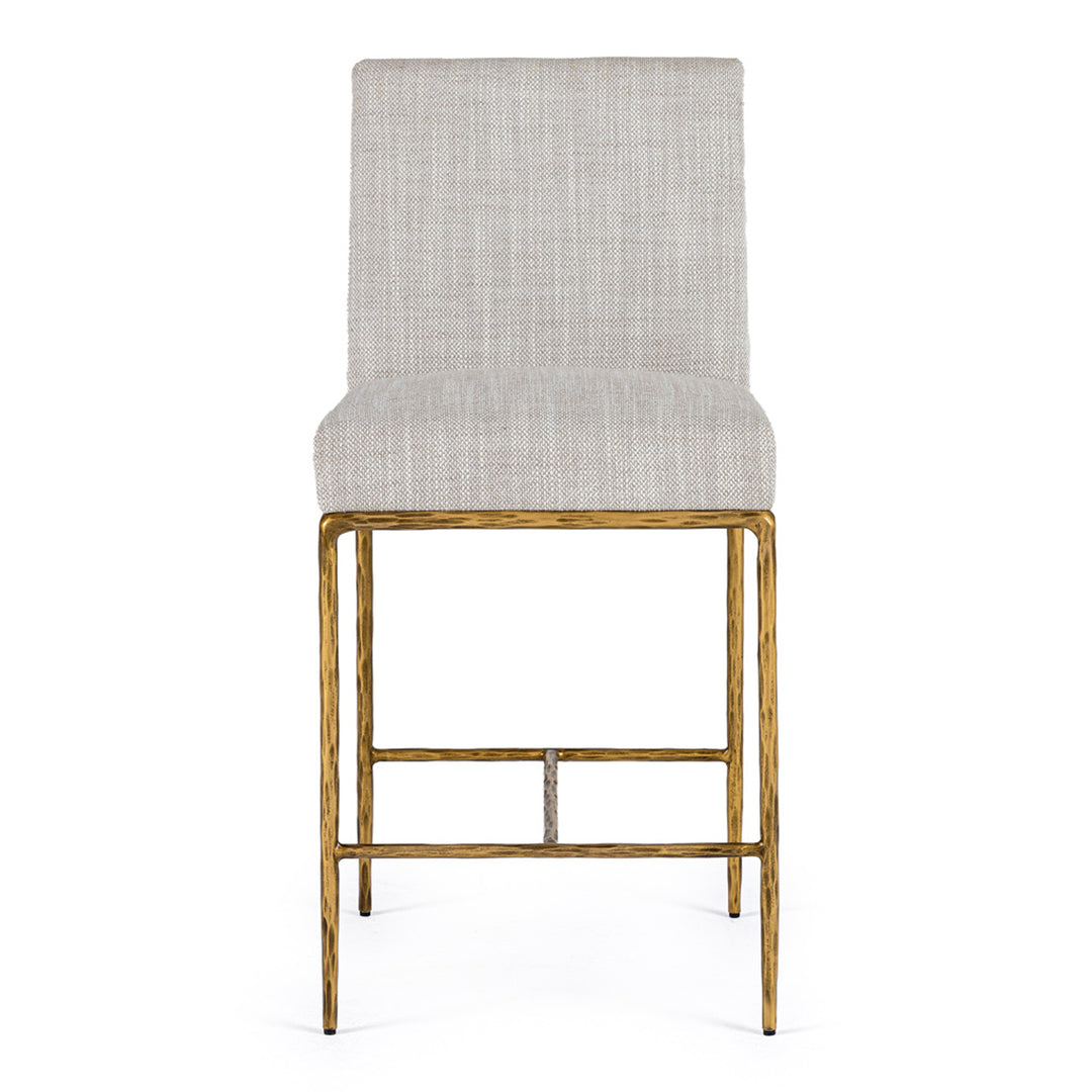 Beasley - Modern Off-White Linen + Brass Counter Chair