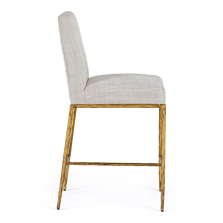Beasley - Modern Off-White Linen + Brass Counter Chair