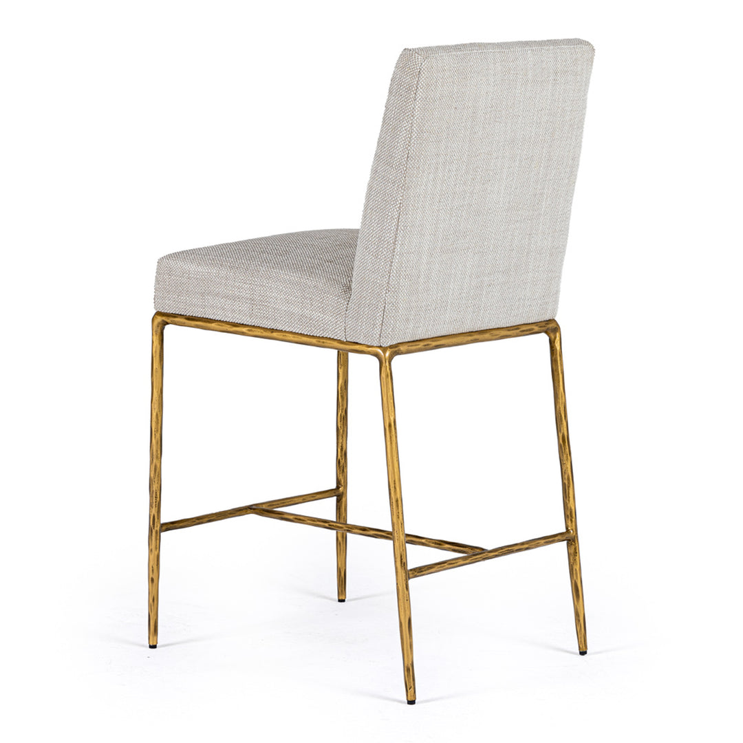 Beasley - Modern Off-White Linen + Brass Counter Chair