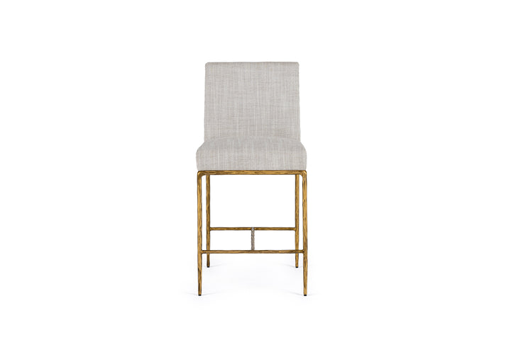 Beasley - Modern Off-White Linen + Brass Counter Chair
