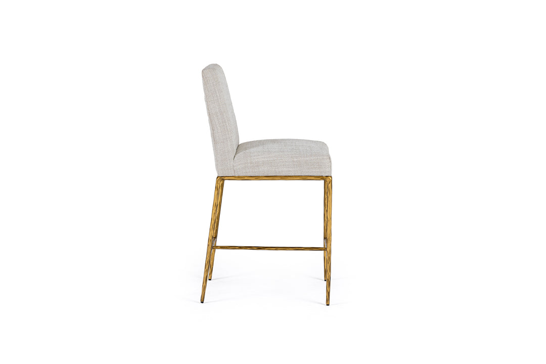 Beasley - Modern Off-White Linen + Brass Counter Chair