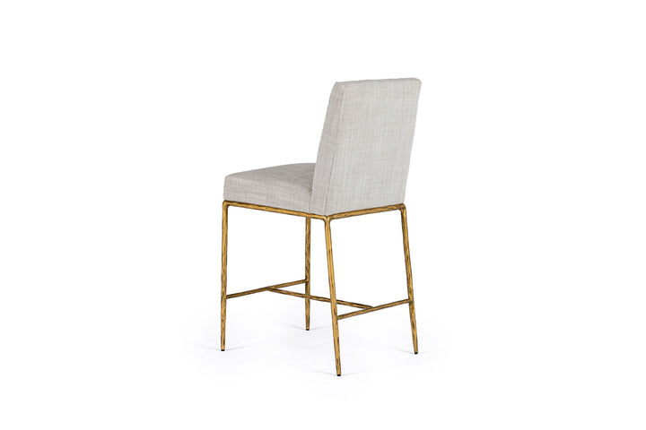 Beasley - Modern Off-White Linen + Brass Counter Chair