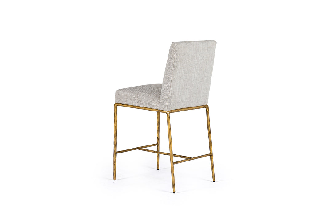 Beasley - Modern Off-White Linen + Brass Counter Chair