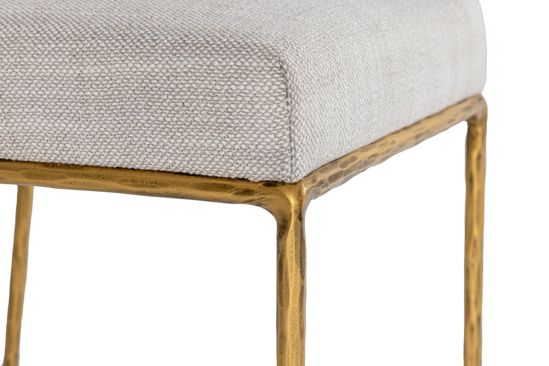 Beasley - Modern Off-White Linen + Brass Counter Chair