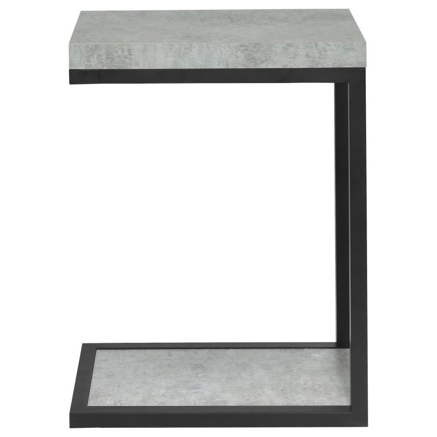 Beck - Engineered Wood C - Shape Sofa Side Table - Cement Side Table modern furniture Contempo Furniture