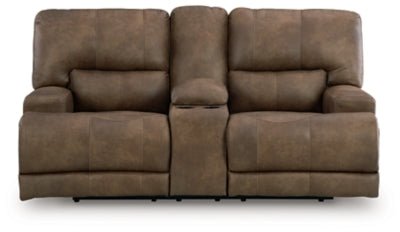 Beckley Place Power Reclining Loveseat with Console - Dark Brown | Ashley Furniture