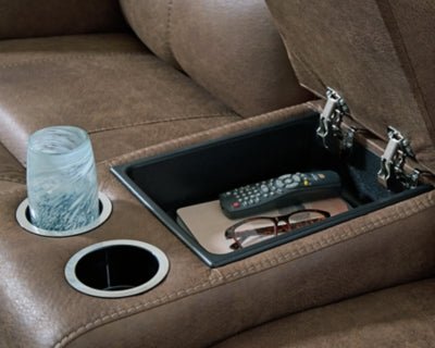 Beckley Place Power Reclining Loveseat with Console - Dark Brown Reclining Loveseat modern furniture Contempo Furniture