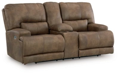 Beckley Place Power Reclining Loveseat with Console - Dark Brown Reclining Loveseat modern furniture Contempo Furniture