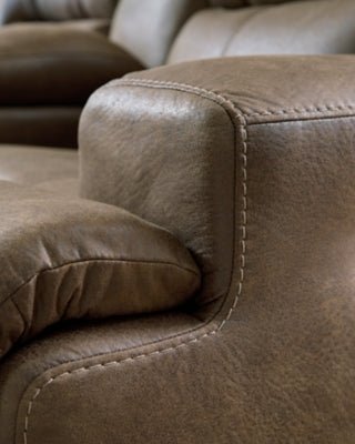 Beckley Place Power Reclining Loveseat with Console - Dark Brown Reclining Loveseat modern furniture Contempo Furniture