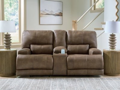 Beckley Place Power Reclining Loveseat with Console - Dark Brown Reclining Loveseat modern furniture Contempo Furniture