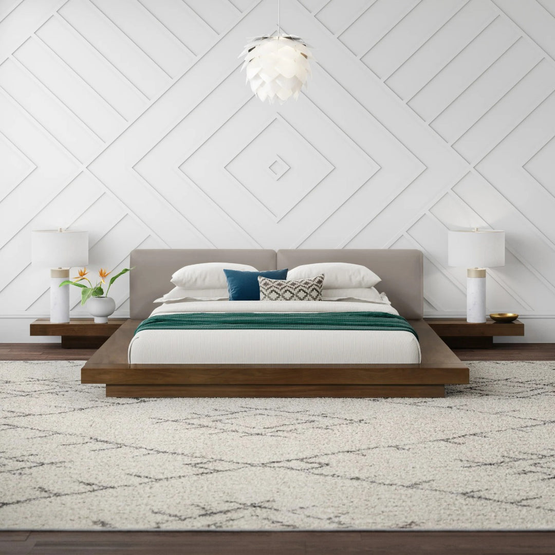 Tokyo  Contemporary Walnut and Grey Platform Bed