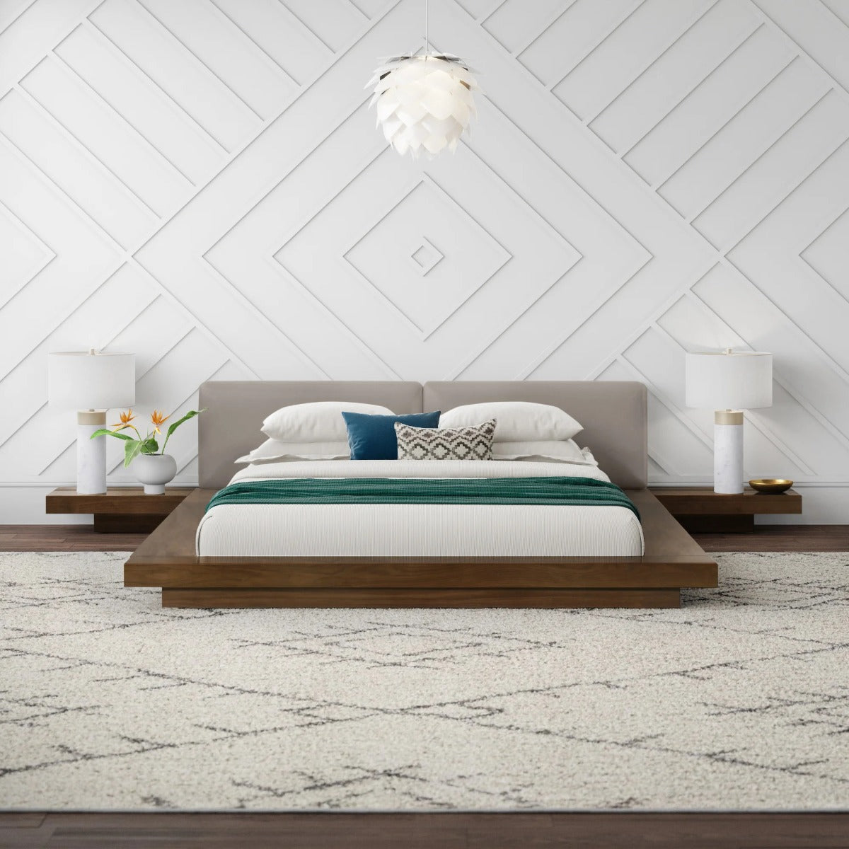 Tokyo - Contemporary Walnut and Grey Platform Bed