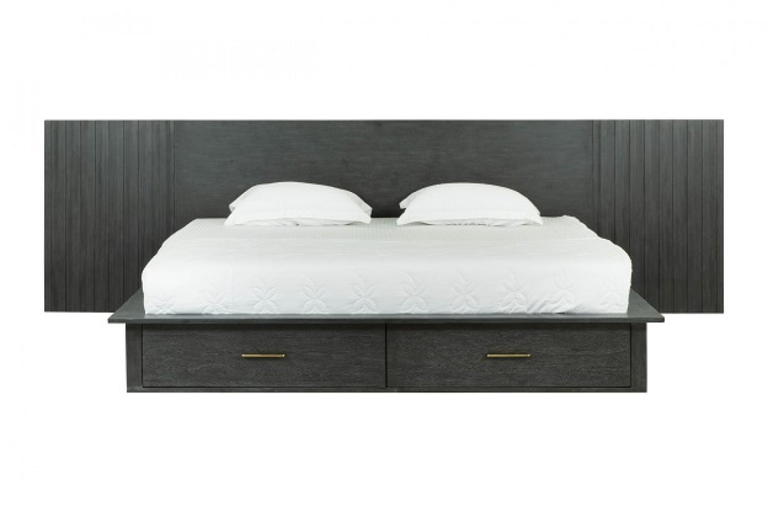 Manchester Contemporary Platform Dark Grey Bed with Drawers
