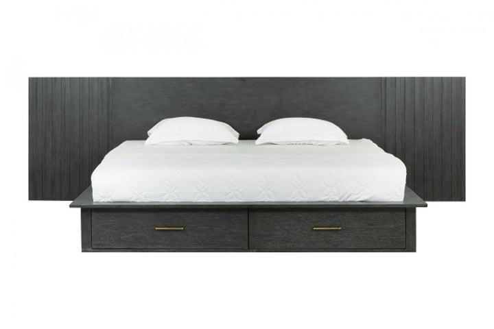 Manchester Contemporary Platform Dark Grey Bed with Drawers