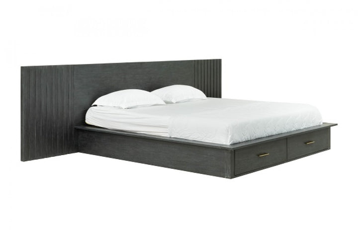 Manchester Contemporary Platform Dark Grey Bed with Drawers