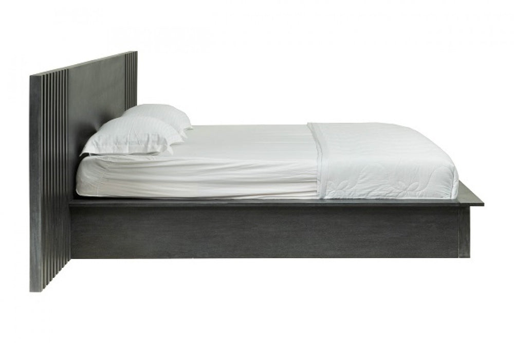 Manchester- Contemporary Platform Dark Grey Bed with Two Nightstands - View 7