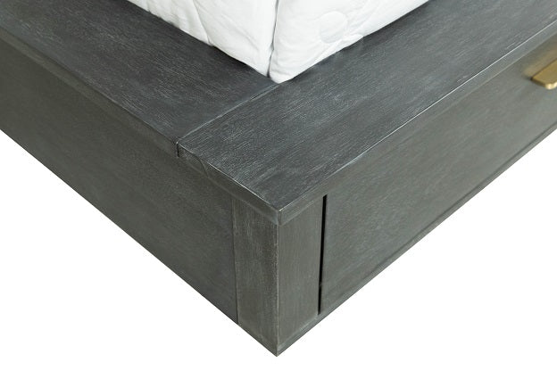 Manchester- Contemporary Platform Dark Grey Q Bed