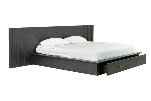 Manchester- Contemporary Platform Dark Grey Q Bed