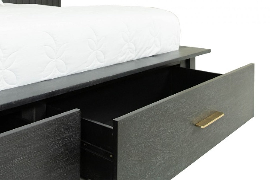 Manchester Contemporary Platform Dark Grey Bed with Drawers