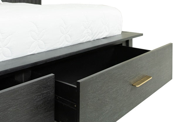 Manchester- Contemporary Platform Dark Grey Q Bed