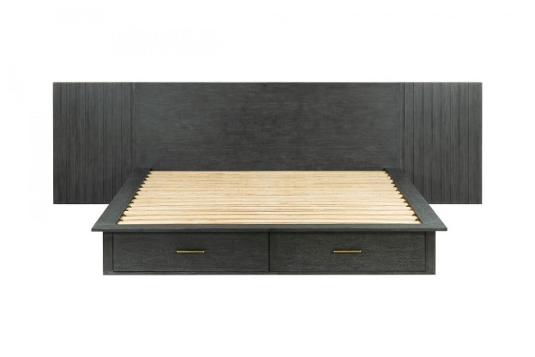 Manchester- Contemporary Platform Dark Grey Bed with Drawers