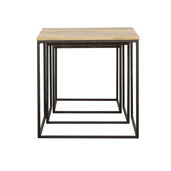 Belcourt - 3 Piece Square Nesting Tables - Natural And Black Nesting Table modern furniture Contempo Furniture