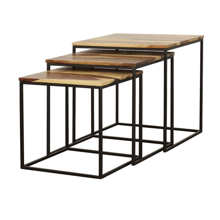 Belcourt - 3 Piece Square Nesting Tables - Natural And Black Nesting Table modern furniture Contempo Furniture