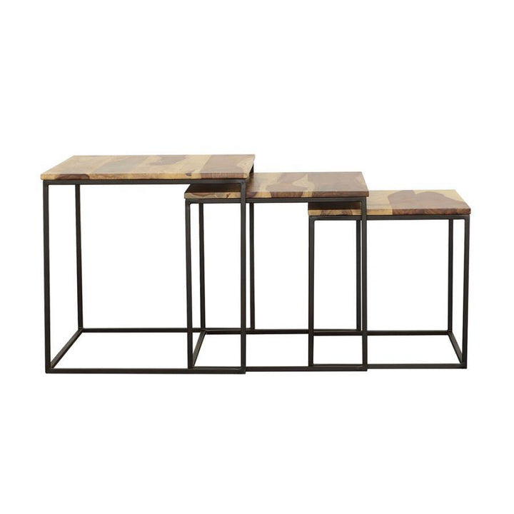 Belcourt - 3 Piece Square Nesting Tables - Natural And Black Nesting Table modern furniture Contempo Furniture