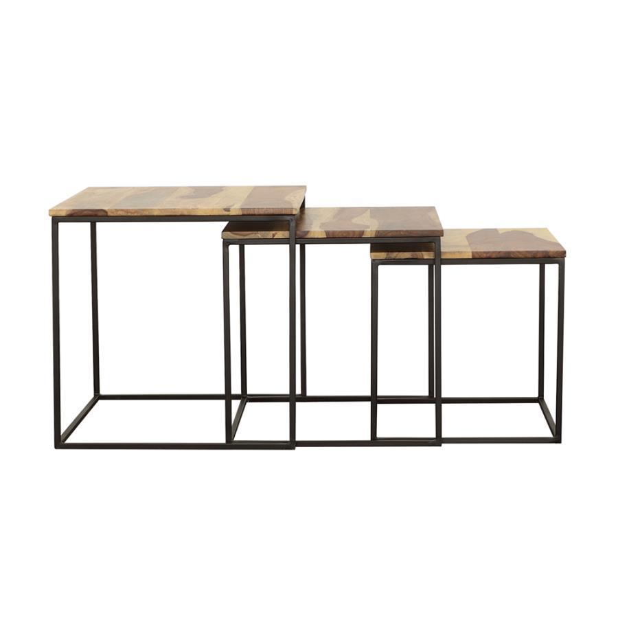 Belcourt - 3 Piece Square Nesting Tables - Natural And Black Nesting Table modern furniture Contempo Furniture