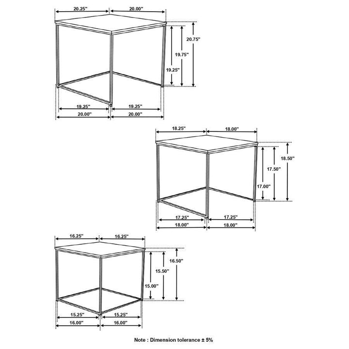 Belcourt - 3 Piece Square Nesting Tables - Natural And Black Nesting Table modern furniture Contempo Furniture
