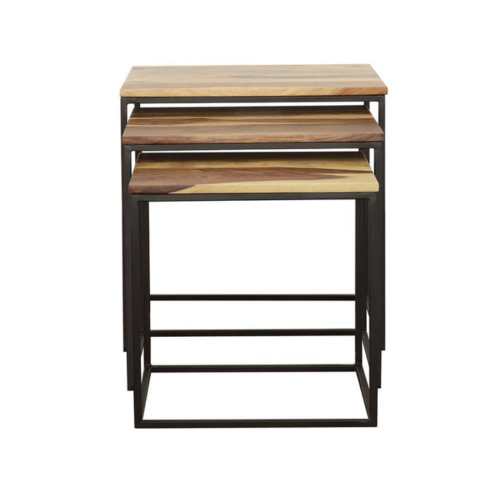 Belcourt - 3 Piece Square Nesting Tables - Natural And Black Nesting Table modern furniture Contempo Furniture