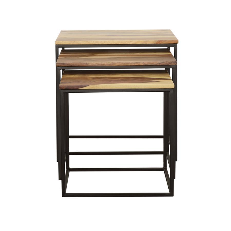 Belcourt - 3 Piece Square Nesting Tables - Natural And Black Nesting Table modern furniture Contempo Furniture