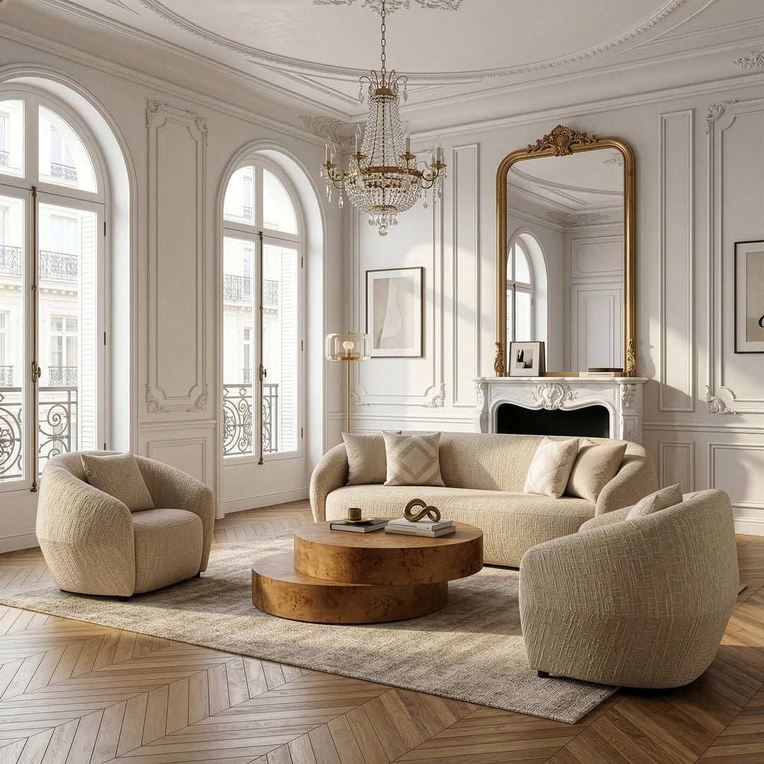 Belinda - Modern Beige Fabric 3-Seat Sofa