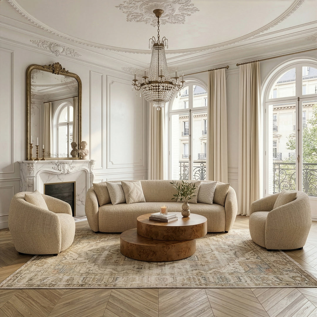 Belinda - Modern Beige Fabric 4-Seat Sofa