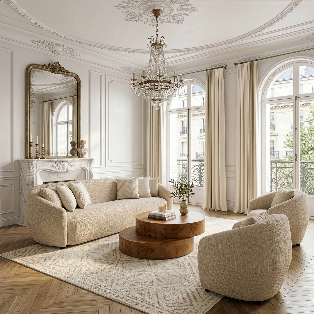 Belinda - Modern Beige Fabric 4-Seat Sofa