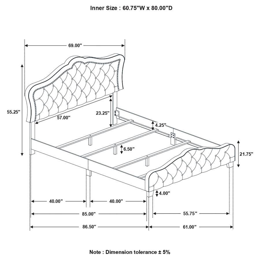 Bella - Upholstered Queen Panel Bed - Gray Upholstered Bed modern furniture Contempo Furniture