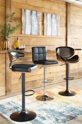 Bellatier Adjustable Height Bar Stool - Black Stool Set modern furniture Contempo Furniture