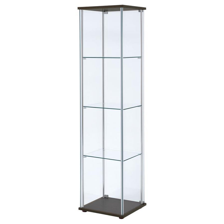 Bellatrix - 4 - Shelf Clear Glass Curio Cabinet - Cappuccino Curio Cabinet modern furniture Contempo Furniture