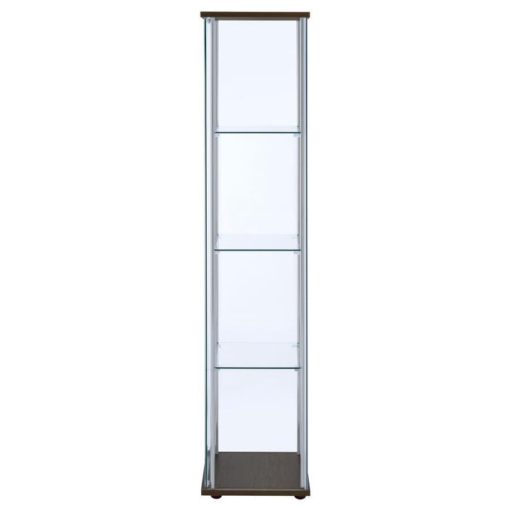 Bellatrix - 4 - Shelf Clear Glass Curio Cabinet - Cappuccino Curio Cabinet modern furniture Contempo Furniture