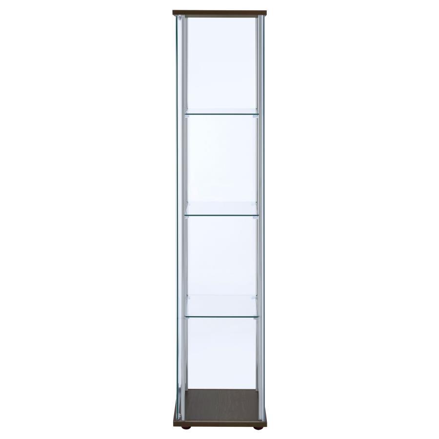Bellatrix - 4 - Shelf Clear Glass Curio Cabinet - Cappuccino Curio Cabinet modern furniture Contempo Furniture