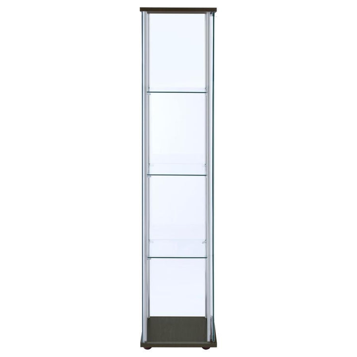 Bellatrix - 4 - Shelf Clear Glass Curio Cabinet - Cappuccino Curio Cabinet modern furniture Contempo Furniture