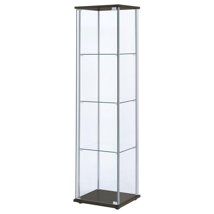 Bellatrix - 4 - Shelf Clear Glass Curio Cabinet - Cappuccino Curio Cabinet modern furniture Contempo Furniture