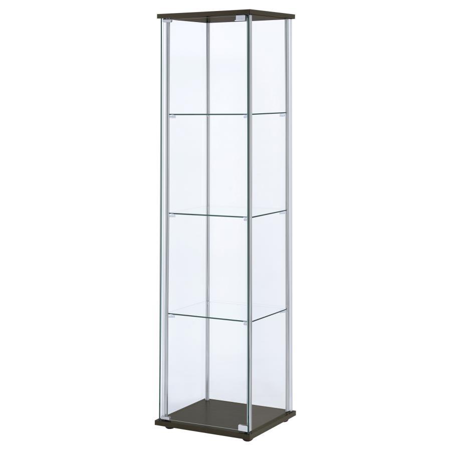 Bellatrix - 4 - Shelf Clear Glass Curio Cabinet - Cappuccino Curio Cabinet modern furniture Contempo Furniture
