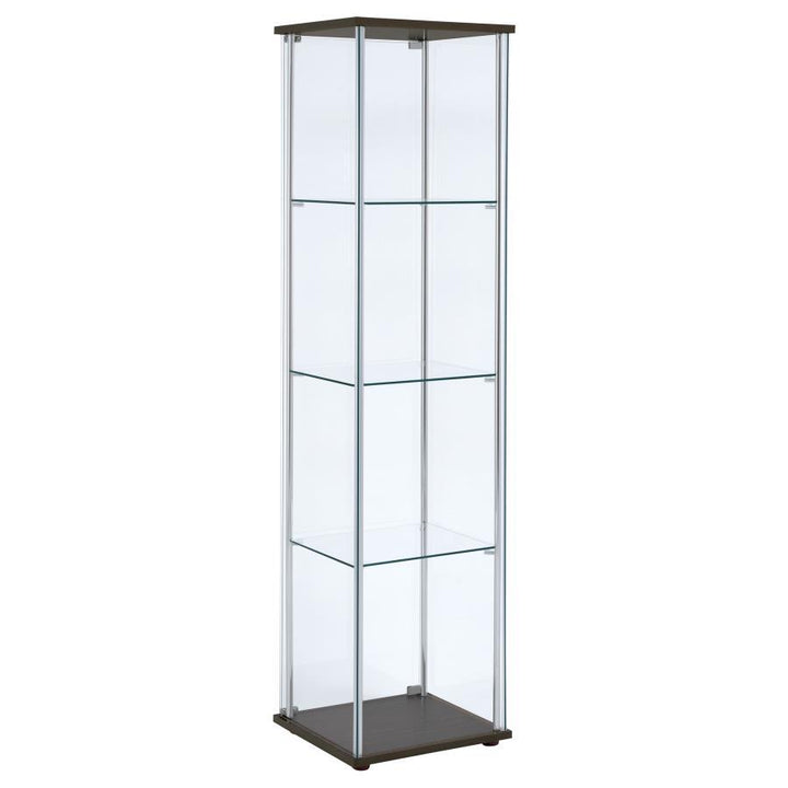 Bellatrix - 4 - Shelf Clear Glass Curio Cabinet - Cappuccino Curio Cabinet modern furniture Contempo Furniture
