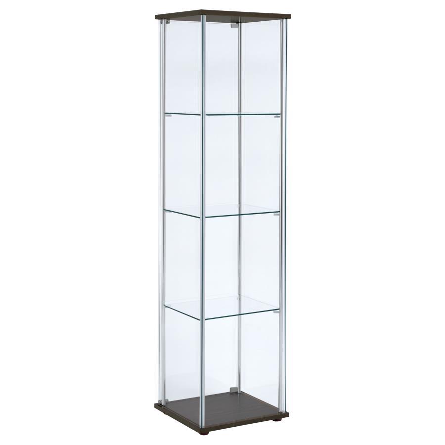 Bellatrix - 4 - Shelf Clear Glass Curio Cabinet - Cappuccino Curio Cabinet modern furniture Contempo Furniture