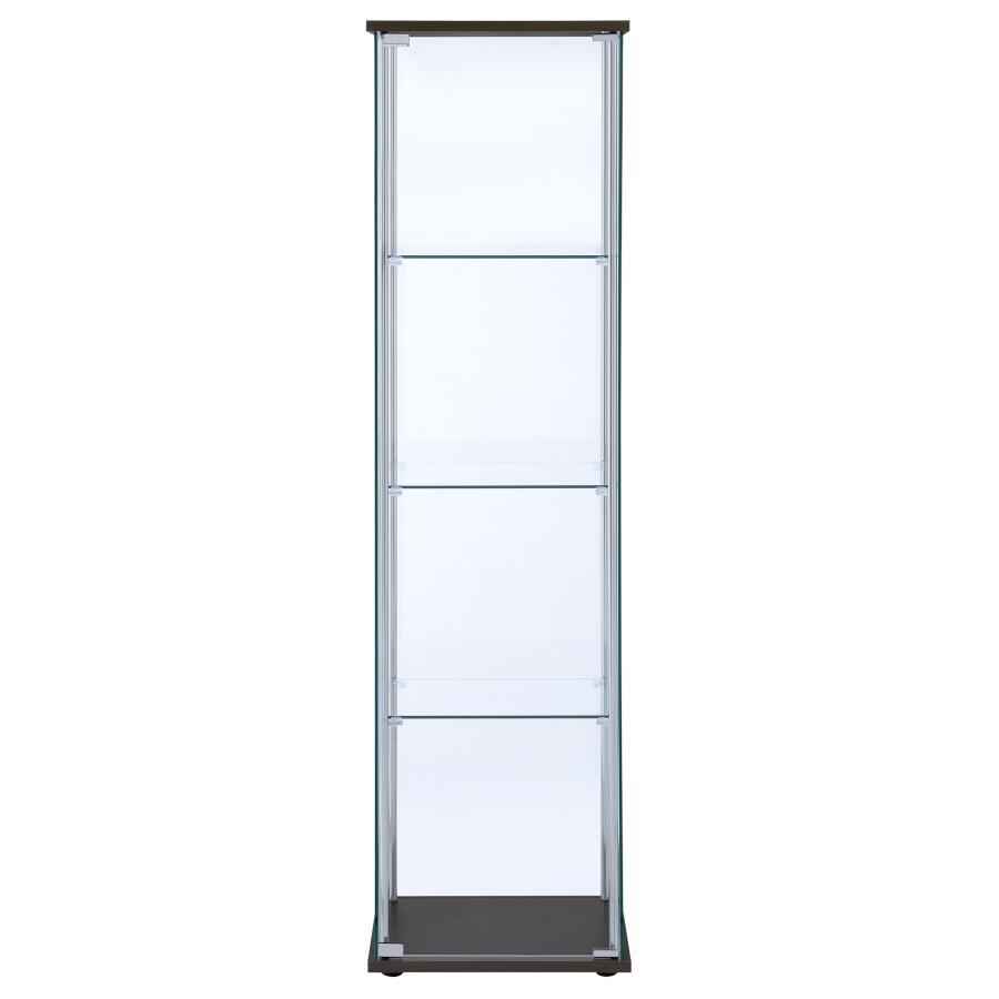 Bellatrix - 4 - Shelf Clear Glass Curio Cabinet - Cappuccino Curio Cabinet modern furniture Contempo Furniture
