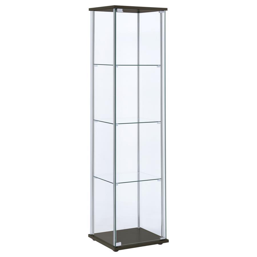 Bellatrix - 4 - Shelf Clear Glass Curio Cabinet - Cappuccino Curio Cabinet modern furniture Contempo Furniture
