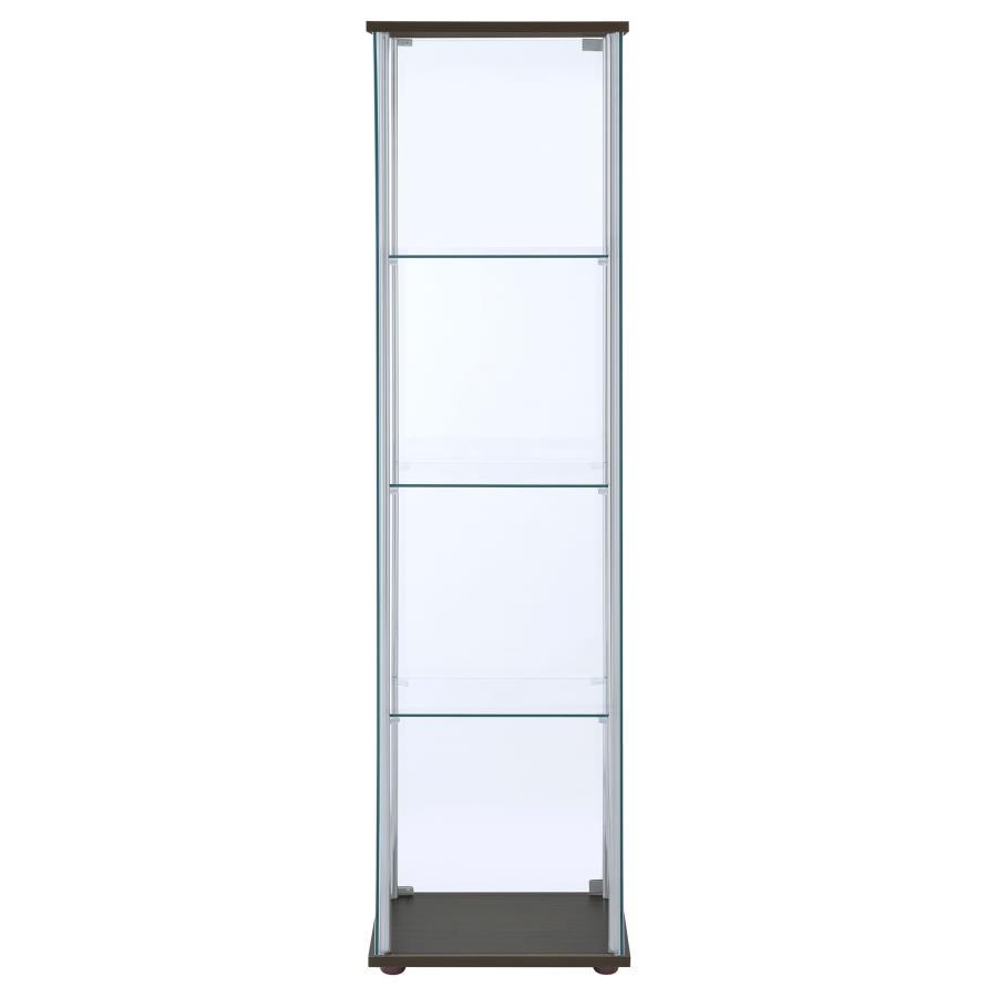 Bellatrix - 4 - Shelf Clear Glass Curio Cabinet - Cappuccino Curio Cabinet modern furniture Contempo Furniture