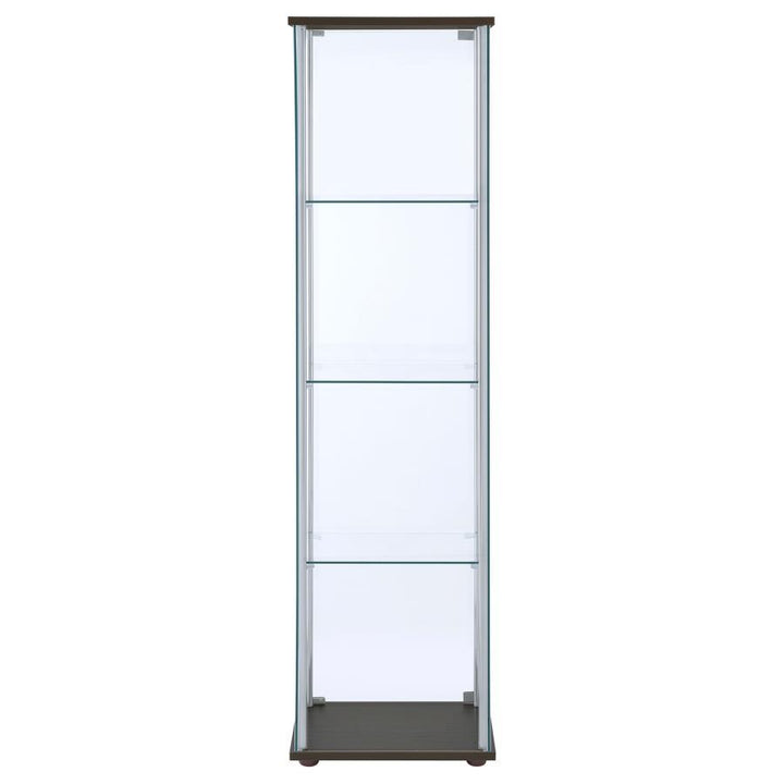 Bellatrix - 4 - Shelf Clear Glass Curio Cabinet - Cappuccino Curio Cabinet modern furniture Contempo Furniture